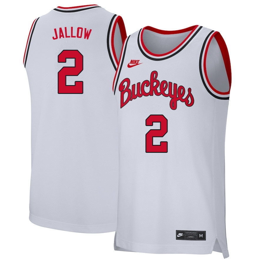 Men #2 Musa Jallow Ohio State Buckeyes College Basketball Jerseys Sale-Retro White